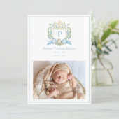 Cute Puppy Blue Ribbon Crest | Baby Boy 案内状 (スタンド正面)