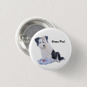 Cute puppy border collie gimme five! art button 缶バッジ (正面&裏面)