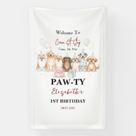 Cute Puppy Dog Boy 1st Birthday | Pawty Time First 横断幕