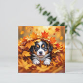 Cute Puppy Dog in Fall Leaves カード (スタンド正面)