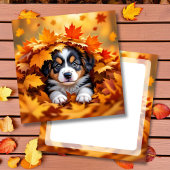 Cute Puppy Dog in Fall Leaves カード