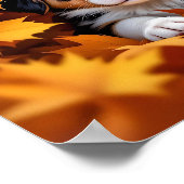 Cute Puppy Dog in Fall Leaves ポスター (角)