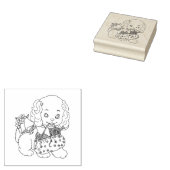 Cute Puppy Dog Knitting Bag Art ラバースタンプ (押印)