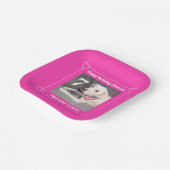 Cute Puppy Dog Photo Birthday 7 Hearts Hot Pink ペーパープレート (傾斜あり)