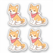 Cute Puppy Dog Shiba Inu 4 シール (正面)