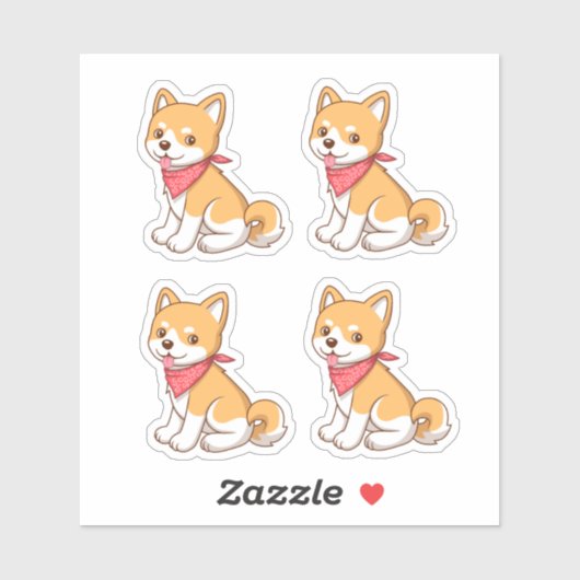Cute Puppy Dog Shiba Inu 4 シール (シート)