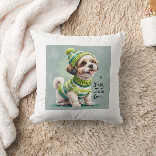 Cute Puppy Dog Square Cushion クッション (ブランケット)