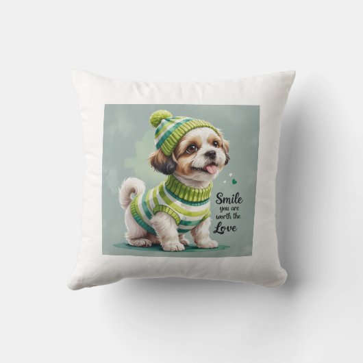 Cute Puppy Dog Square Cushion クッション (裏面)