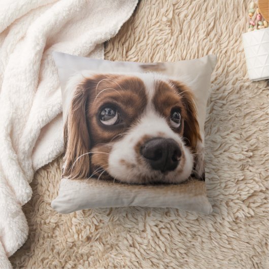 Cute Puppy Dog Throw Pillow クッション (ブランケット)