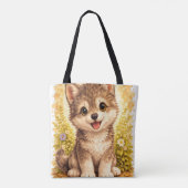 Cute Puppy Dog Tote Bag Kawaii Animal Gift トートバッグ (裏面)