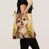 Cute Puppy Dog Tote Bag Kawaii Animal Gift トートバッグ (クローズアップ)