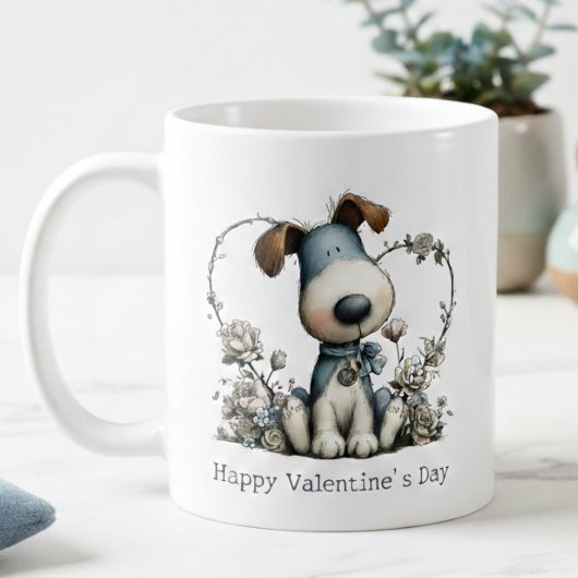 Cute Puppy Dog Valentines Mug コーヒーマグカップ