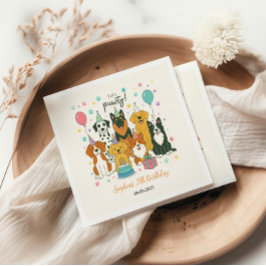 Cute Puppy Dogs Boy 5th Birthday Party スタンダードカクテルナプキン