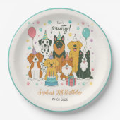 Cute Puppy Dogs Boy 5th Birthday Party ペーパープレート (正面)