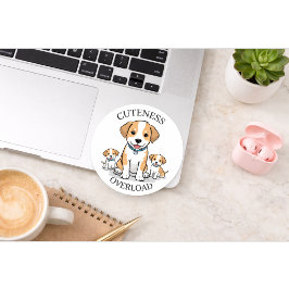 Cute Puppy Family Sticker ラウンドシール