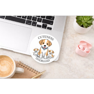 Cute Puppy Family Sticker ラウンドシール
