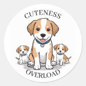 Cute Puppy Family Sticker ラウンドシール (正面)