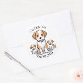 Cute Puppy Family Sticker ラウンドシール (封筒)