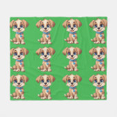 Cute Puppy Fleece Blanket フリースブランケット (正面(横))