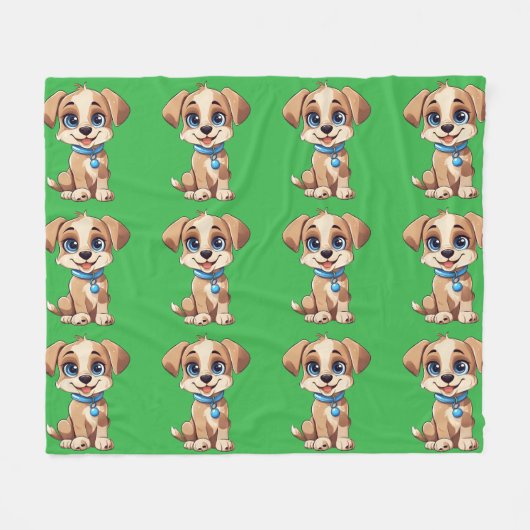 Cute Puppy Fleece Blanket フリースブランケット (正面(横))