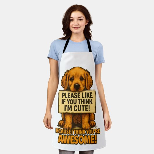 Cute Puppy, Funny Dog Lover Quote エプロン (着用した状態)