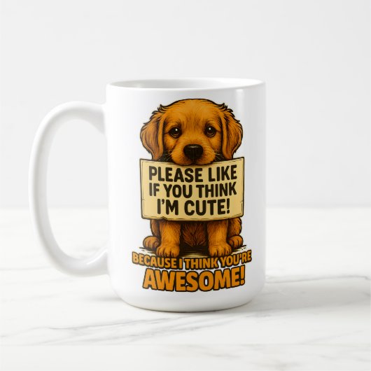 Cute Puppy, Funny Dog Lover Quote コーヒーマグカップ (左)