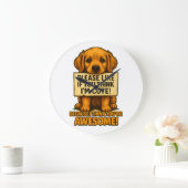 Cute Puppy, Funny Dog Lover Quote ラージ壁時計 (ホーム)