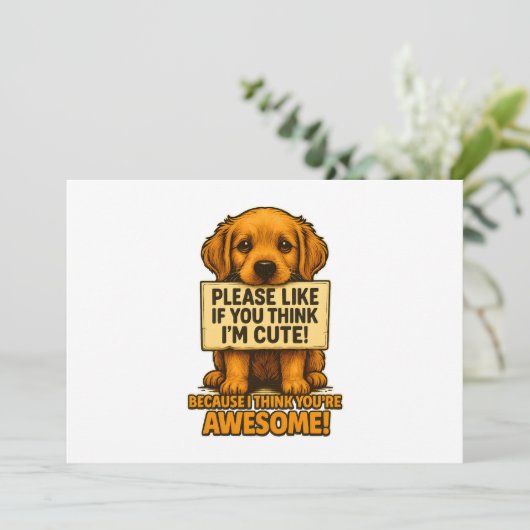 Cute Puppy, Funny Dog Lover Quote 招待状 (スタンド正面)