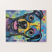 Cute Puppy Funny Dog Mixed Media Animal Pet ジグソーパズル (横)