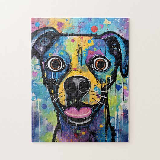 Cute Puppy Funny Dog Mixed Media Animal Pet ジグソーパズル (縦)