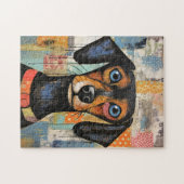 Cute Puppy Funny Dog Mixed Media Animal Pet ジグソーパズル (横)