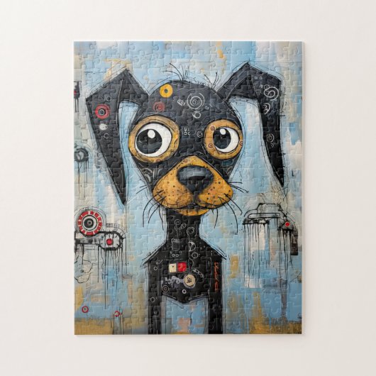 Cute Puppy Funny Dog Mixed Media Animal Pet ジグソーパズル (縦)