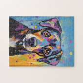 Cute Puppy Funny Dog Mixed Media Animal Pet ジグソーパズル (横)