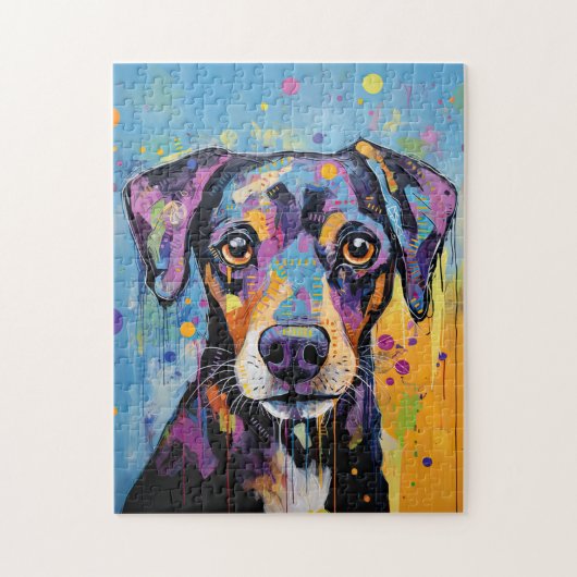 Cute Puppy Funny Dog Mixed Media Animal Pet ジグソーパズル (縦)