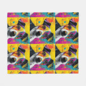 Cute Puppy Funny Dog Mixed Media Animal Pet フリースブランケット (正面(横))