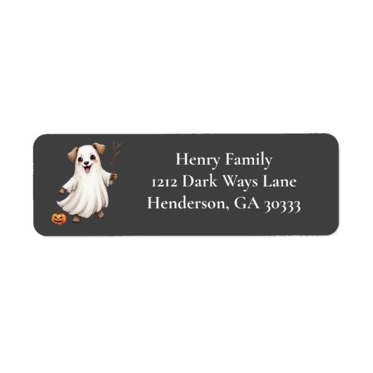 Cute Puppy Ghost Halloween ラベル (正面)