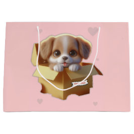 Cute Puppy Gift Bag | Kawaii Dog Lover Present ラージペーパーバッグ