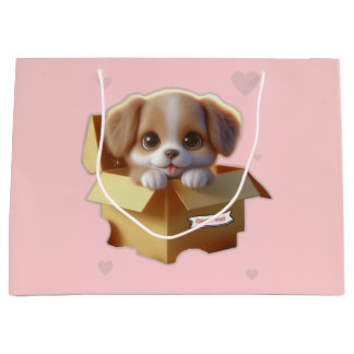 Cute Puppy Gift Bag | Kawaii Dog Lover Present ラージペーパーバッグ