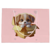 Cute Puppy Gift Bag | Kawaii Dog Lover Present ラージペーパーバッグ (裏面)