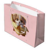 Cute Puppy Gift Bag | Kawaii Dog Lover Present ラージペーパーバッグ (裏面アングル)