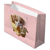 Cute Puppy Gift Bag | Kawaii Dog Lover Present ラージペーパーバッグ (正面アングル)