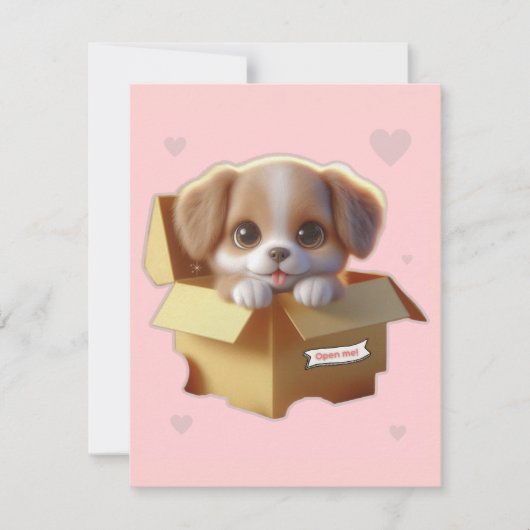Cute Puppy Gift Card | Kawaii Dog Greeting Card カード (正面)