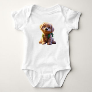 Cute Puppy, Golden Retriever, Baby BodysuitT-Shirt ベビーボディスーツ