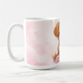 Cute Puppy Holding Teddy Bear Mug コーヒーマグカップ (左)