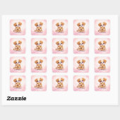 Cute Puppy Hugging Teddy Bear Square Sticker スクエアシール (シート)