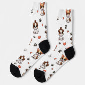 Cute Puppy I Love Dogs Pattern Crew Socks ソックス (左)