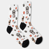 Cute Puppy I Love Dogs Pattern Crew Socks ソックス (右)