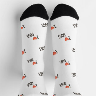 Cute Puppy I Love Dogs Pattern Crew Socks ソックス