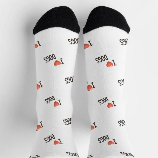 Cute Puppy I Love Dogs Pattern Crew Socks ソックス (上部)
