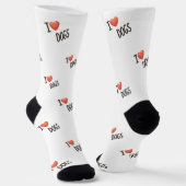 Cute Puppy I Love Dogs Pattern Crew Socks ソックス (傾斜あり)